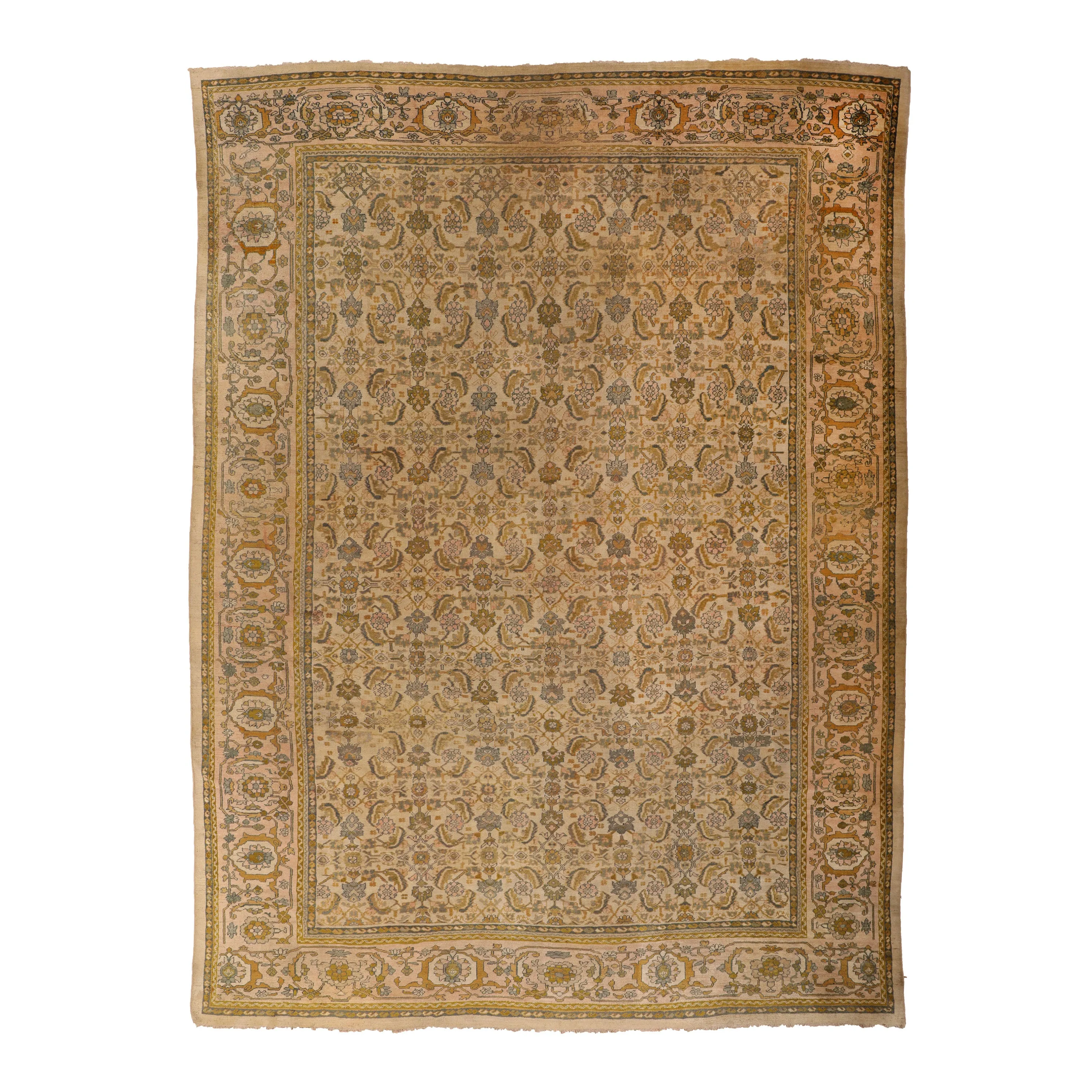 Gold Traditional Antique Persian Rug - 13'1" x 17'6"