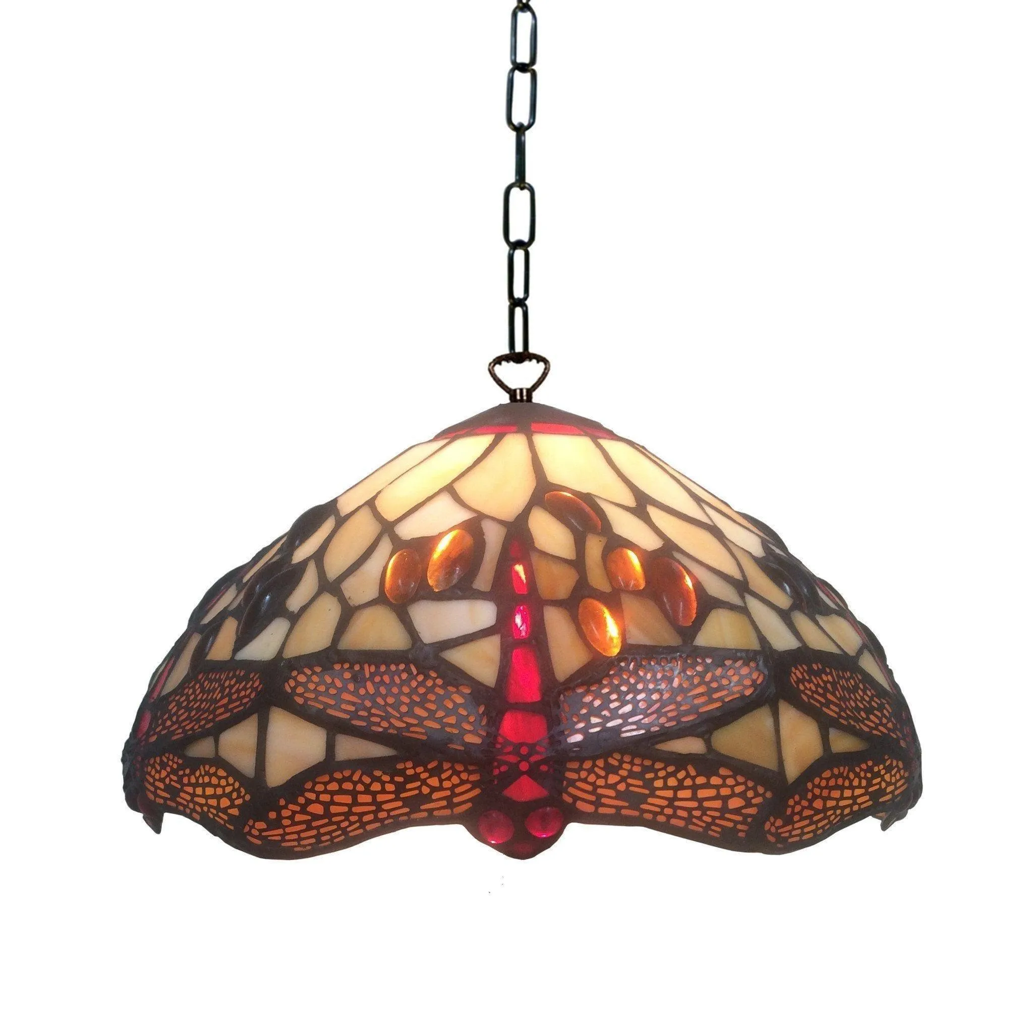 Golden Dragonfly Small Tiffany Ceiling Light