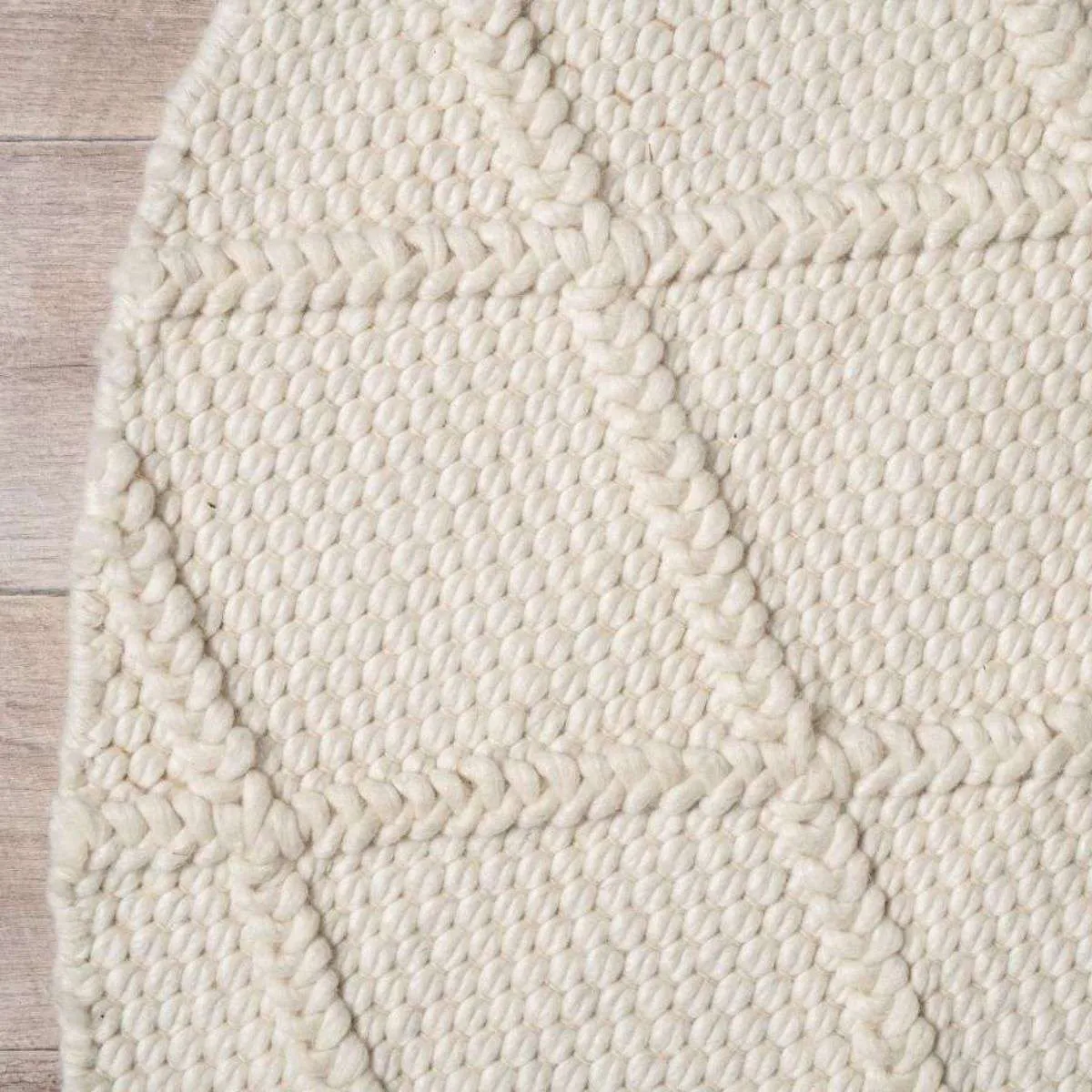 Hannah Diamond Wool Blend Floor Rug - Round Mocka