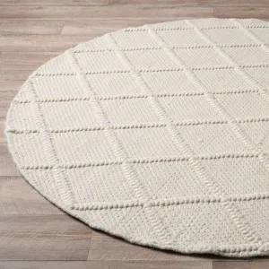 Hannah Diamond Wool Blend Floor Rug - Round Mocka