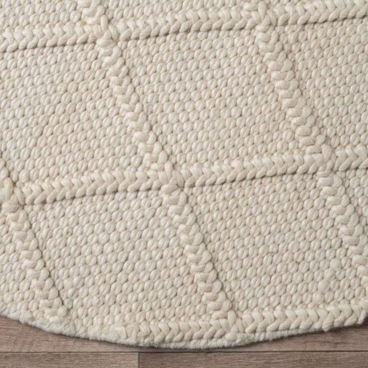 Hannah Diamond Wool Blend Floor Rug - Round Mocka