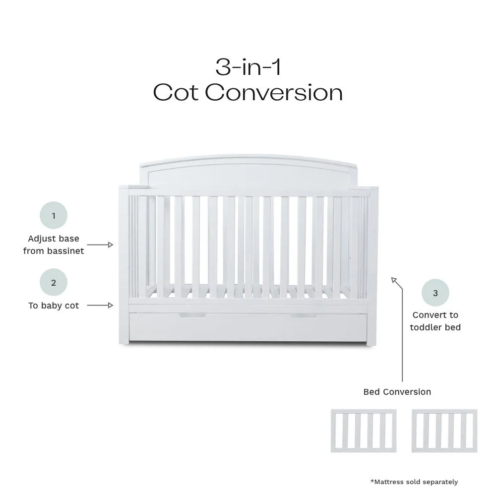 Harbor White 3-in-1 Conversion Cot Bundle Mocka