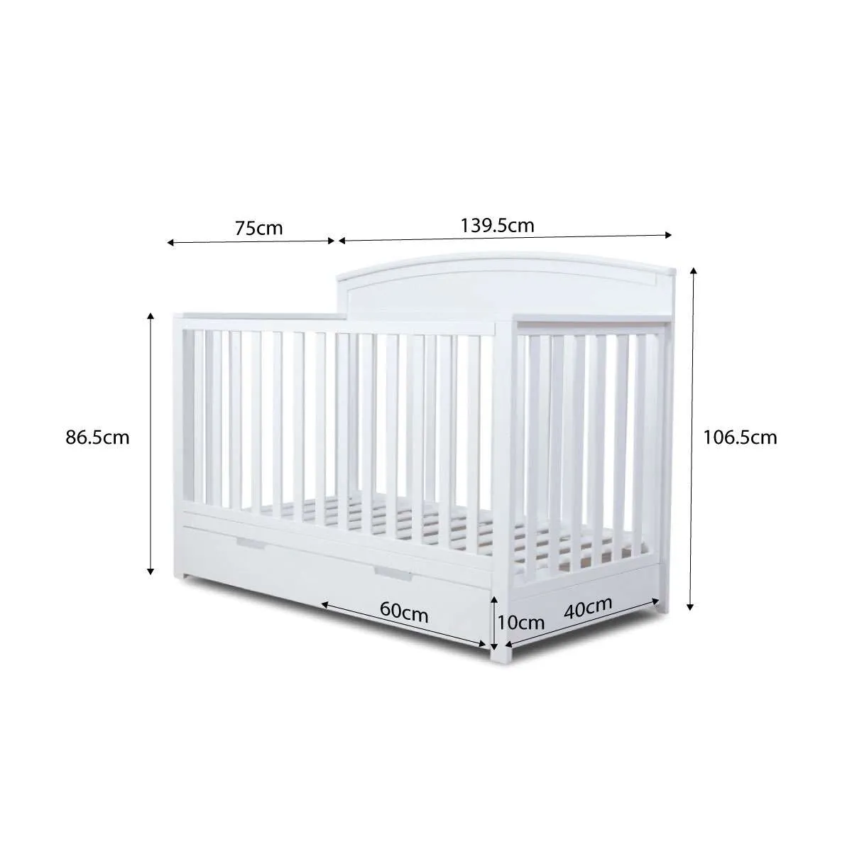 Harbor White 3-in-1 Conversion Cot Bundle Mocka