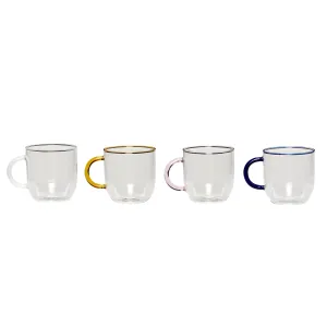 Hbsch Kiosk Glass Mugs (Set Of 4), Multicolour