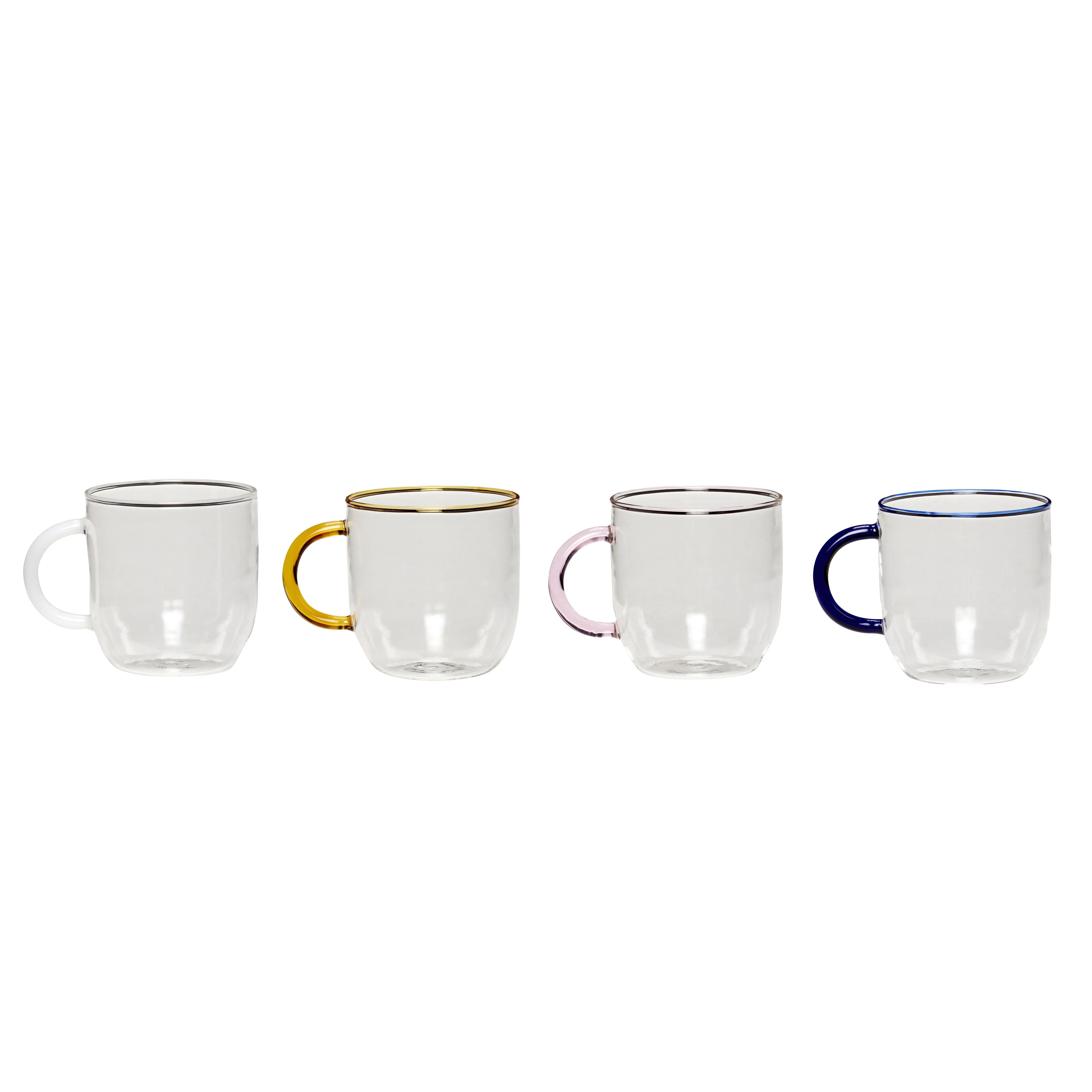 Hbsch Kiosk Glass Mugs (Set Of 4), Multicolour