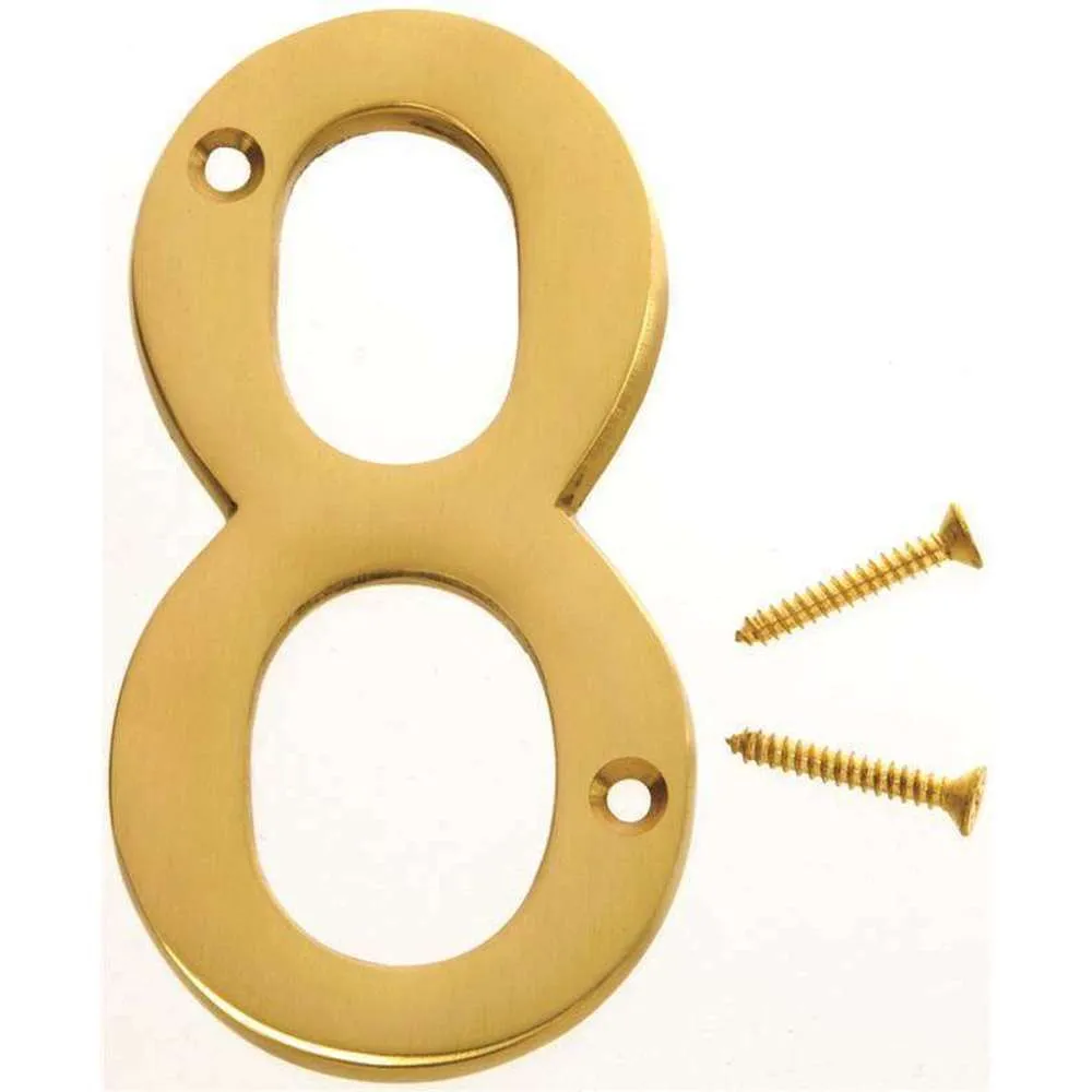 Hy-Ko House Sign #8 Satin Brass 4"