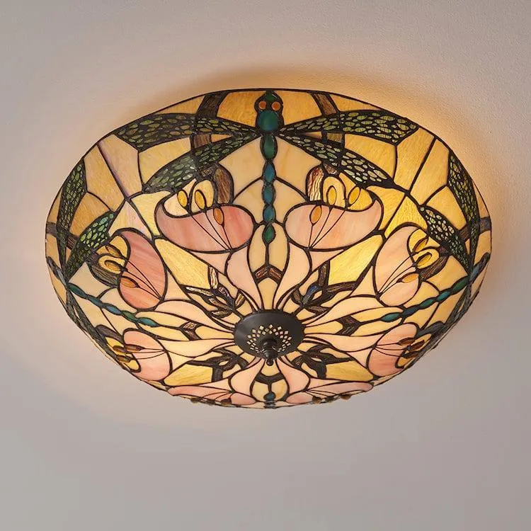 Interiors 1900 Ashton Large Flush Tiffany Ceiling Light