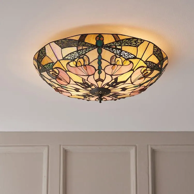 Interiors 1900 Ashton Large Flush Tiffany Ceiling Light