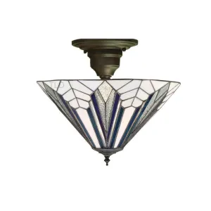 Interiors 1900 Astoria Tiffany Semi-Flush Ceiling Light