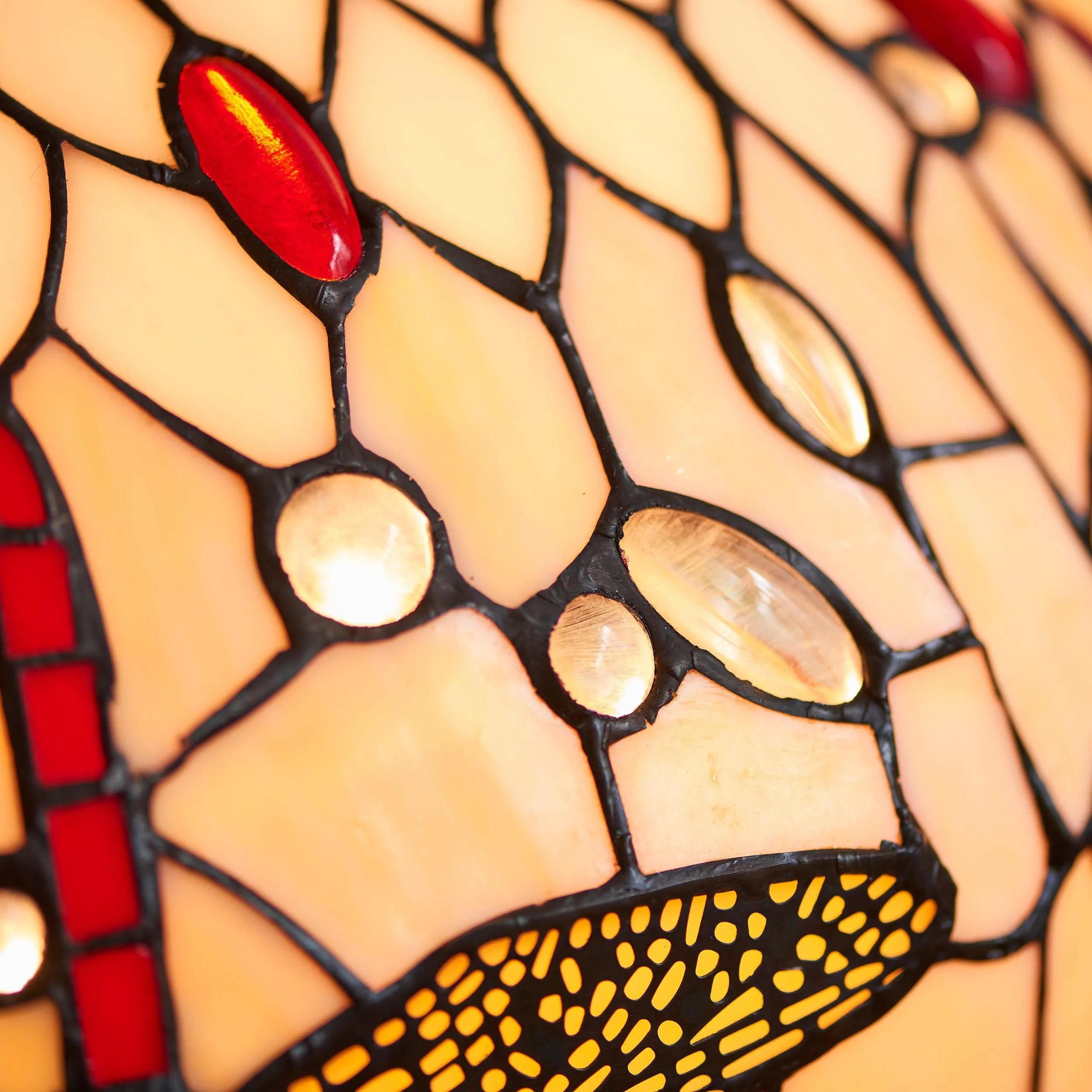 Interiors 1900 Beige Dragonfly Tiffany Table Lamp - Pull Cord