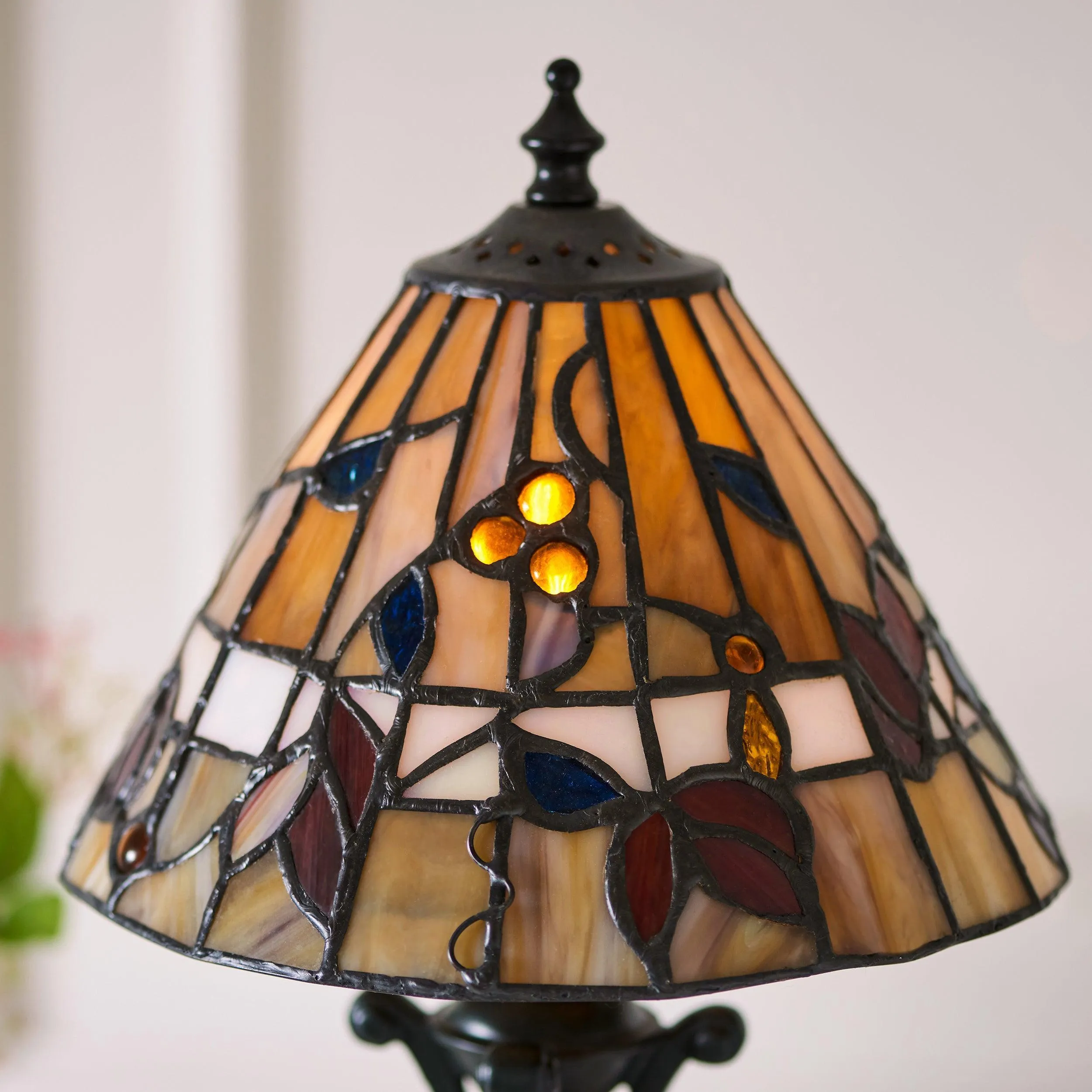 Interiors 1900 Bernwood Small Tiffany Bedside Table Lamp