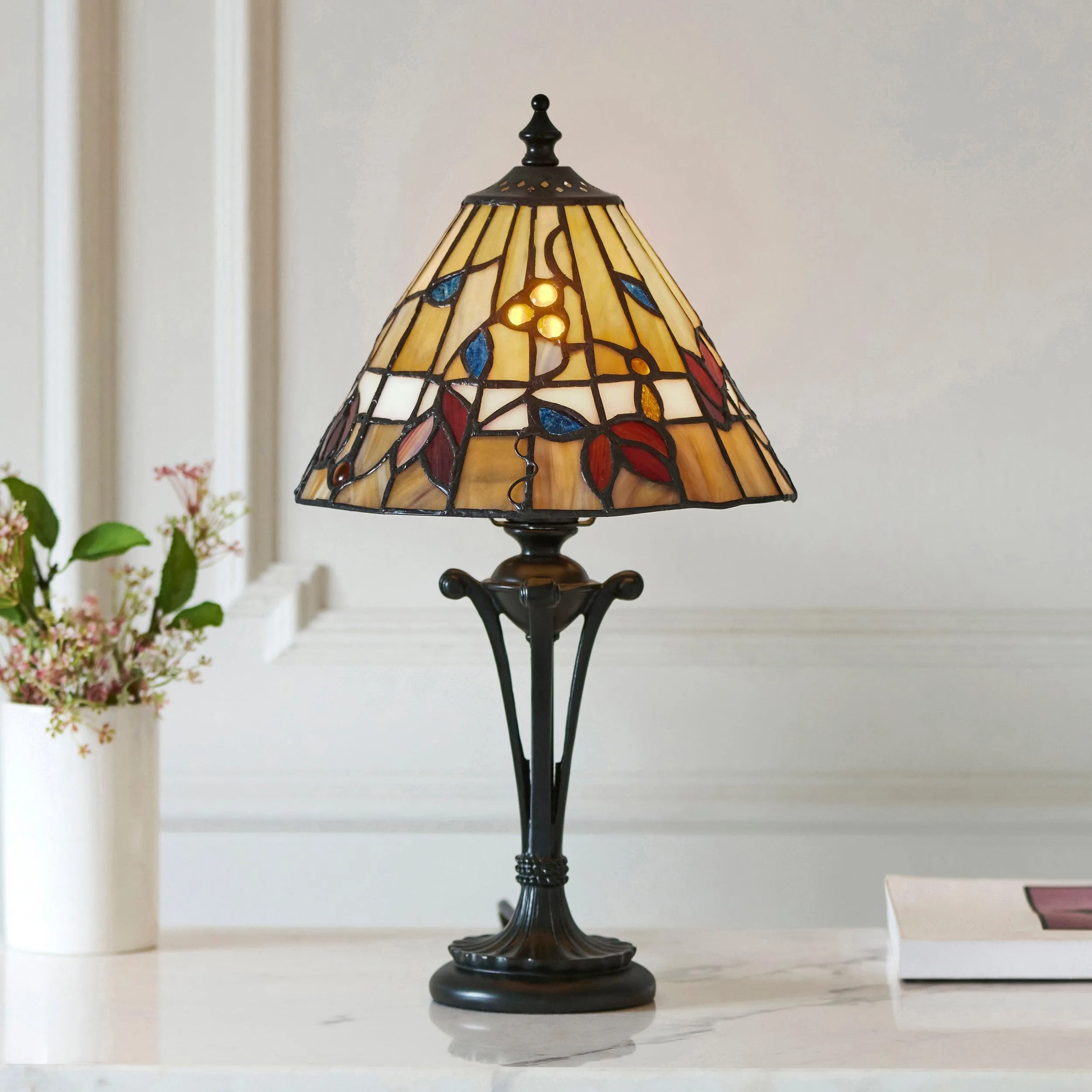 Interiors 1900 Bernwood Small Tiffany Bedside Table Lamp