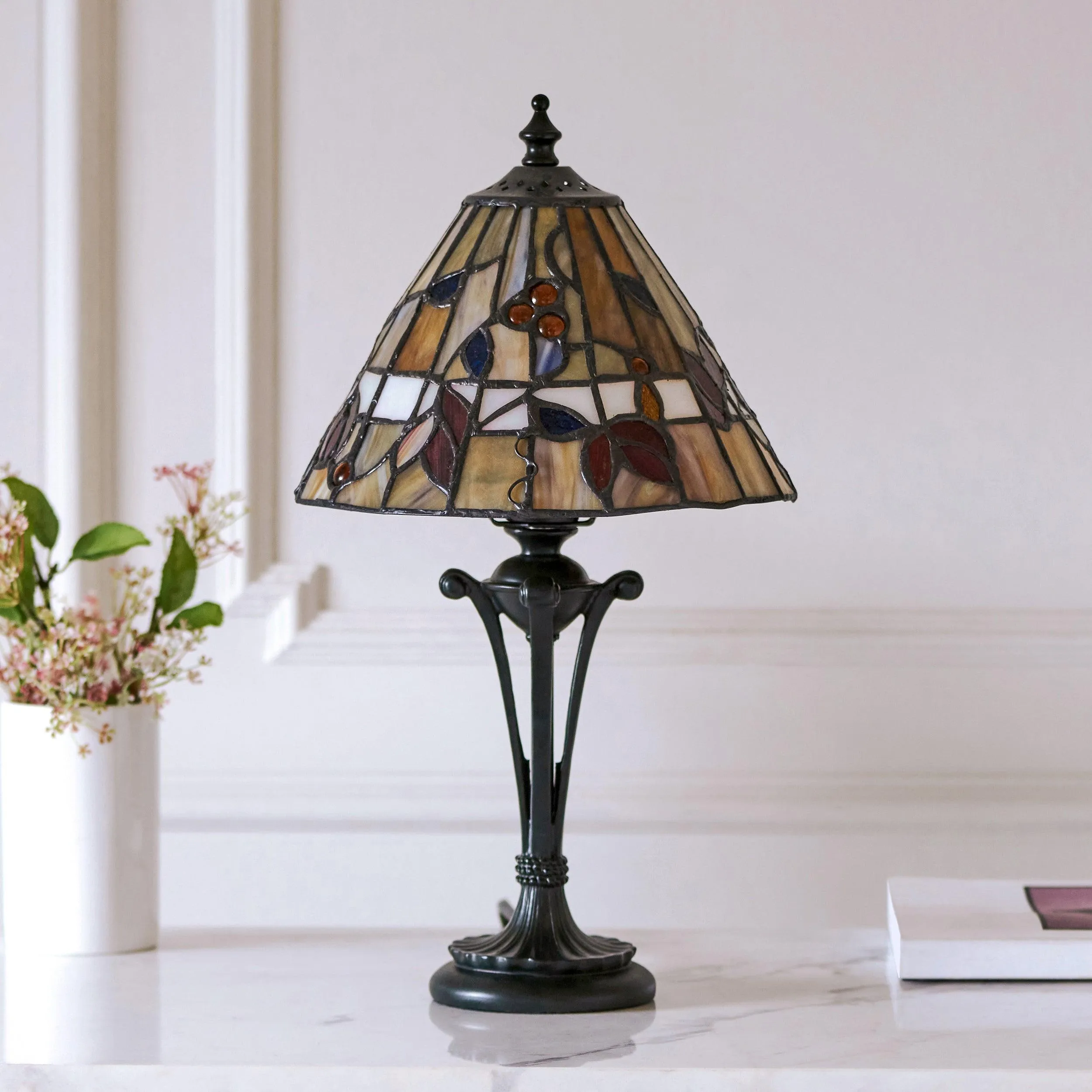 Interiors 1900 Bernwood Small Tiffany Bedside Table Lamp