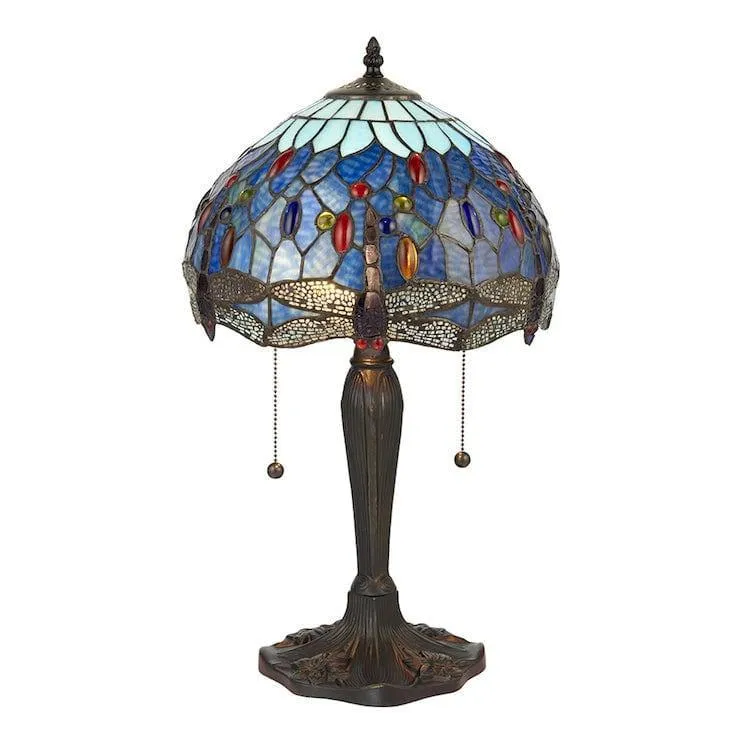 Interiors 1900 Blue Dragonfly Small Tiffany Table Lamp