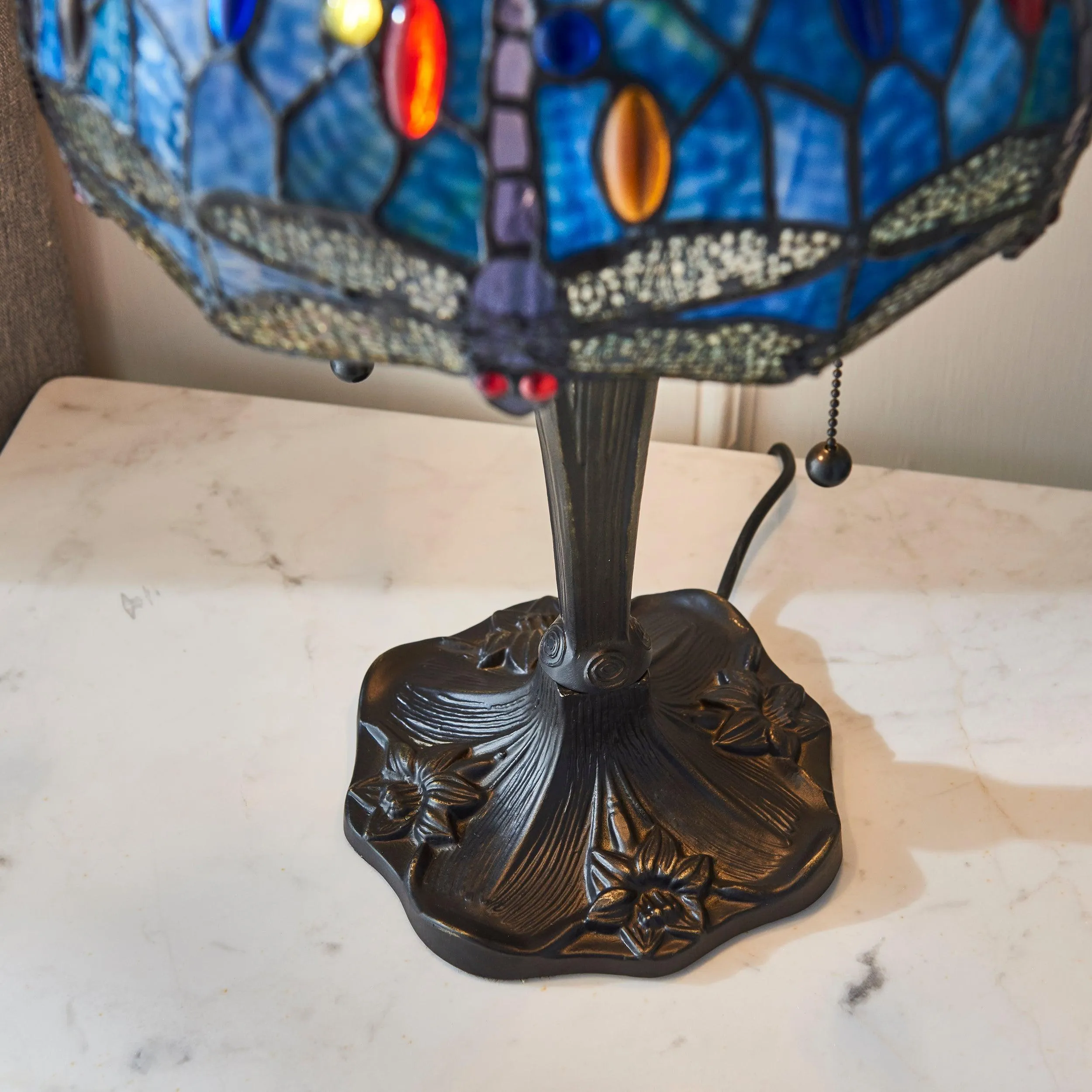 Interiors 1900 Blue Dragonfly Small Tiffany Table Lamp