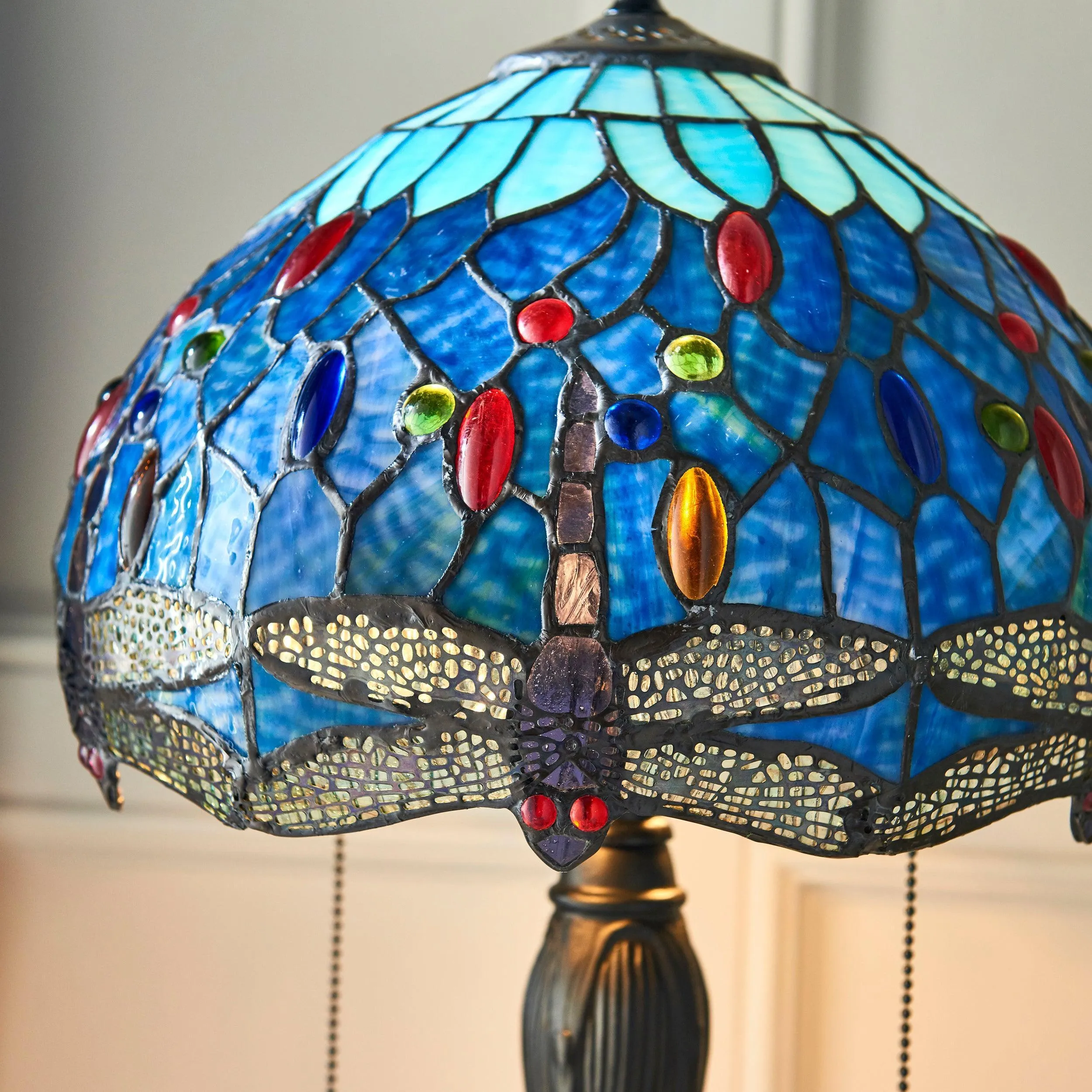 Interiors 1900 Blue Dragonfly Small Tiffany Table Lamp