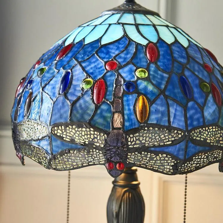 Interiors 1900 Blue Dragonfly Small Tiffany Table Lamp