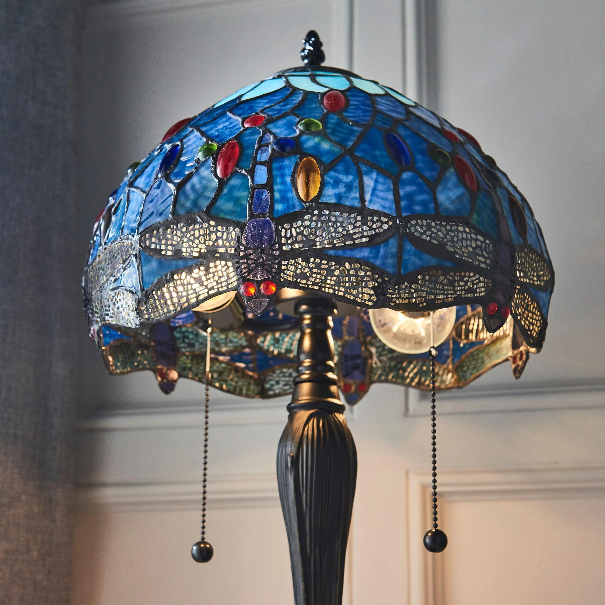 Interiors 1900 Blue Dragonfly Small Tiffany Table Lamp
