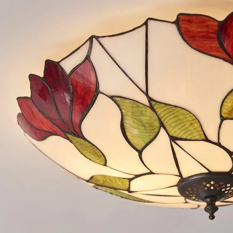 Interiors 1900 Botanica Large Flush Tiffany Ceiling Light