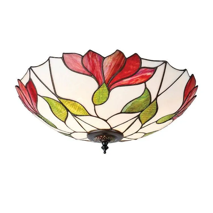 Interiors 1900 Botanica Large Flush Tiffany Ceiling Light