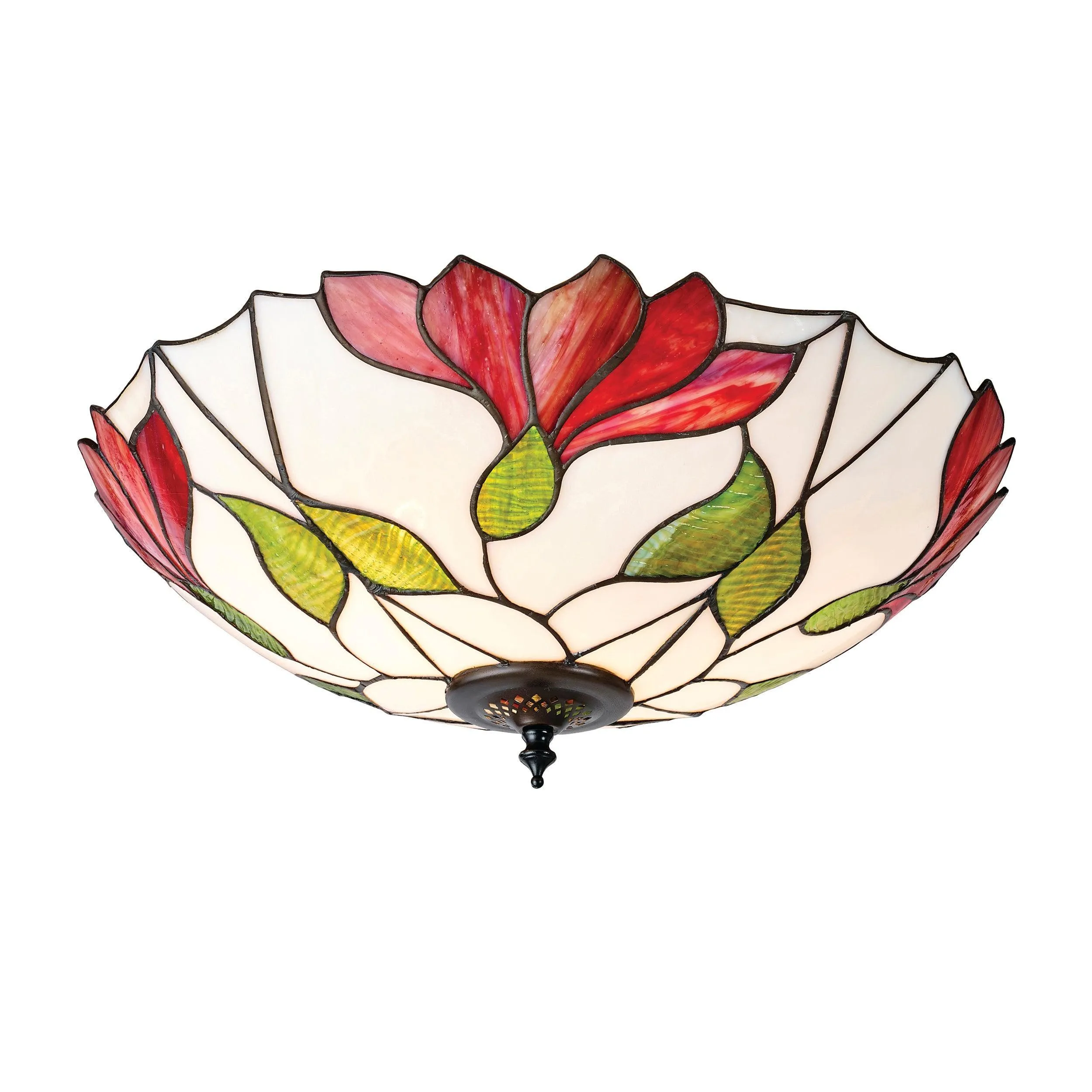 Interiors 1900 Botanica Large Flush Tiffany Ceiling Light