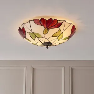 Interiors 1900 Botanica Large Flush Tiffany Ceiling Light