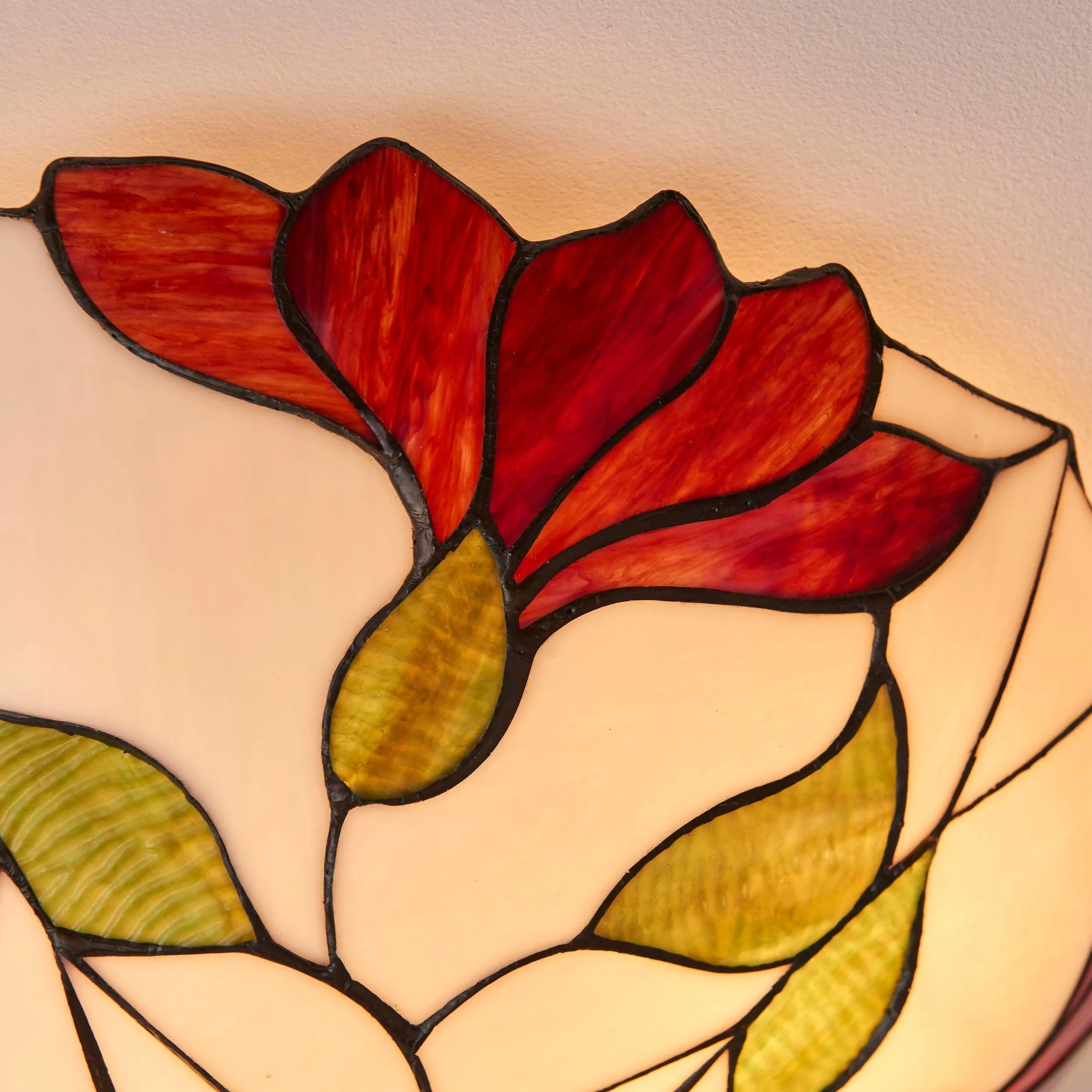 Interiors 1900 Botanica Large Flush Tiffany Ceiling Light