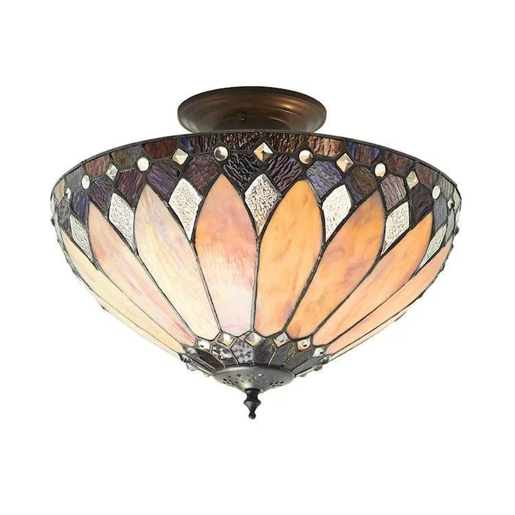 Interiors 1900 Brooklyn Semi-Flush Tiffany Ceiling Light