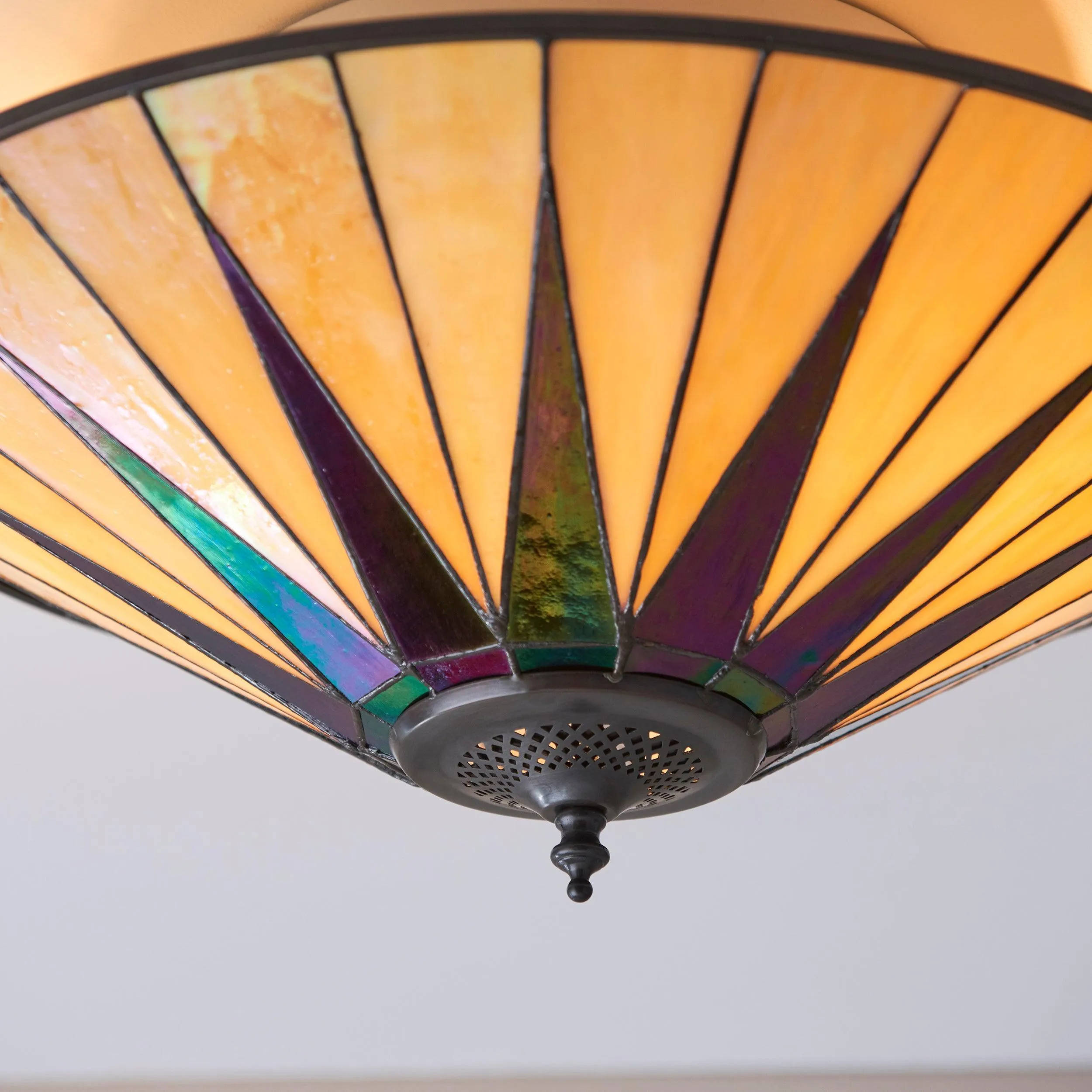 Interiors 1900 Dark Star Large Flush Tiffany Ceiling Light