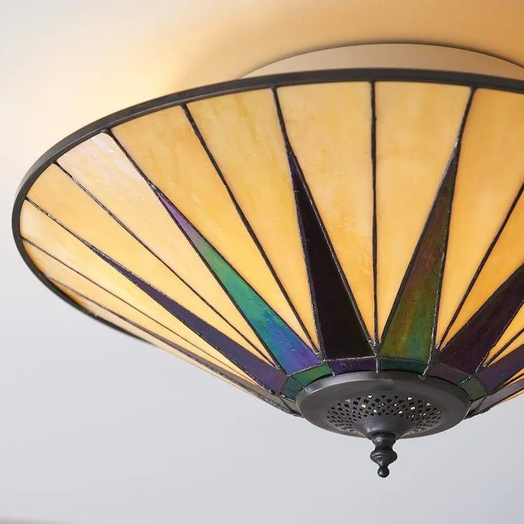 Interiors 1900 Dark Star Large Flush Tiffany Ceiling Light