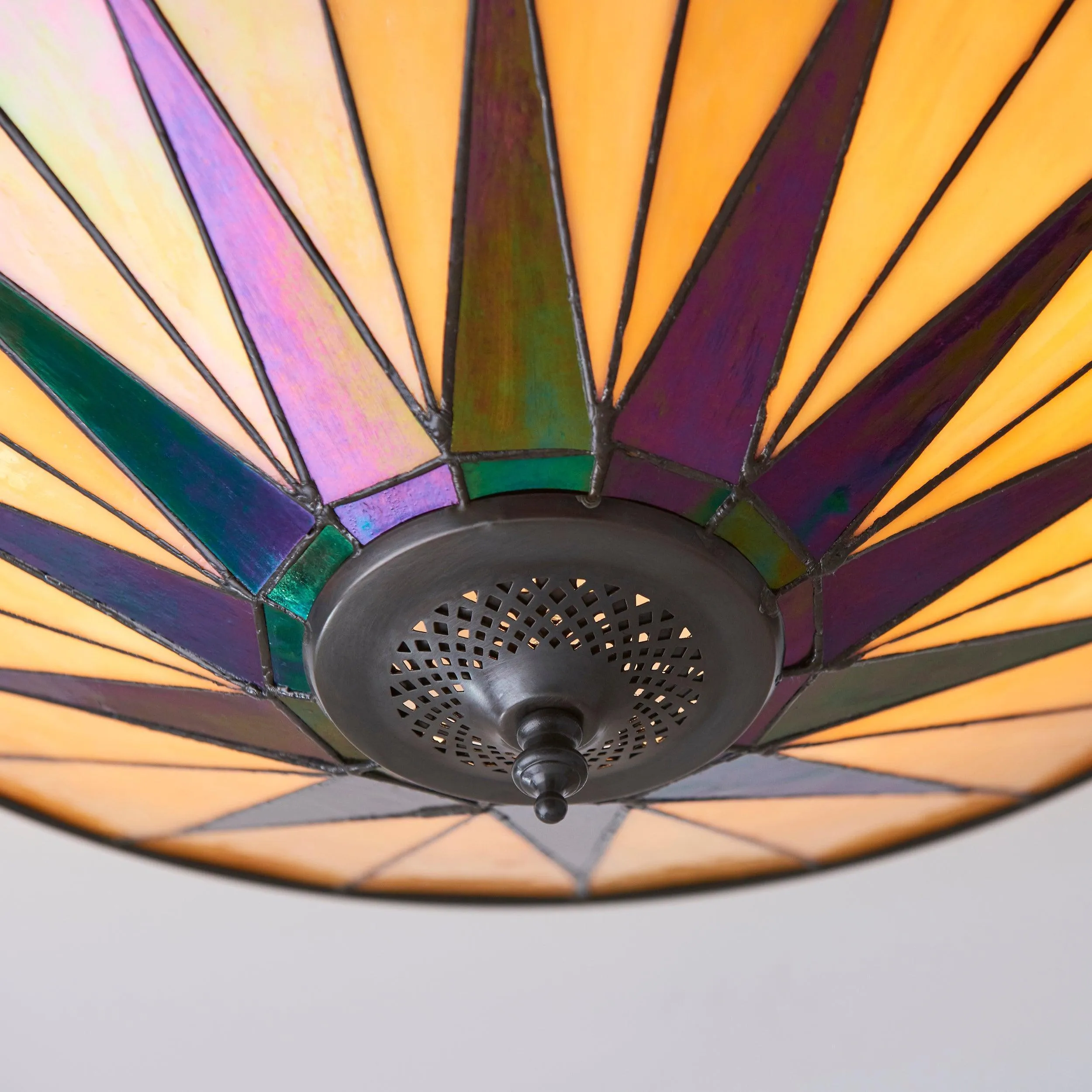 Interiors 1900 Dark Star Large Flush Tiffany Ceiling Light