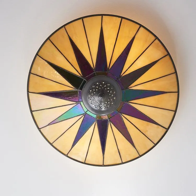Interiors 1900 Dark Star Large Flush Tiffany Ceiling Light