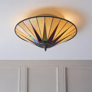 Interiors 1900 Dark Star Large Flush Tiffany Ceiling Light