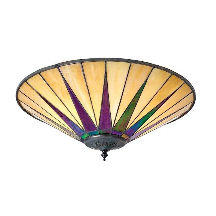 Interiors 1900 Dark Star Large Flush Tiffany Ceiling Light