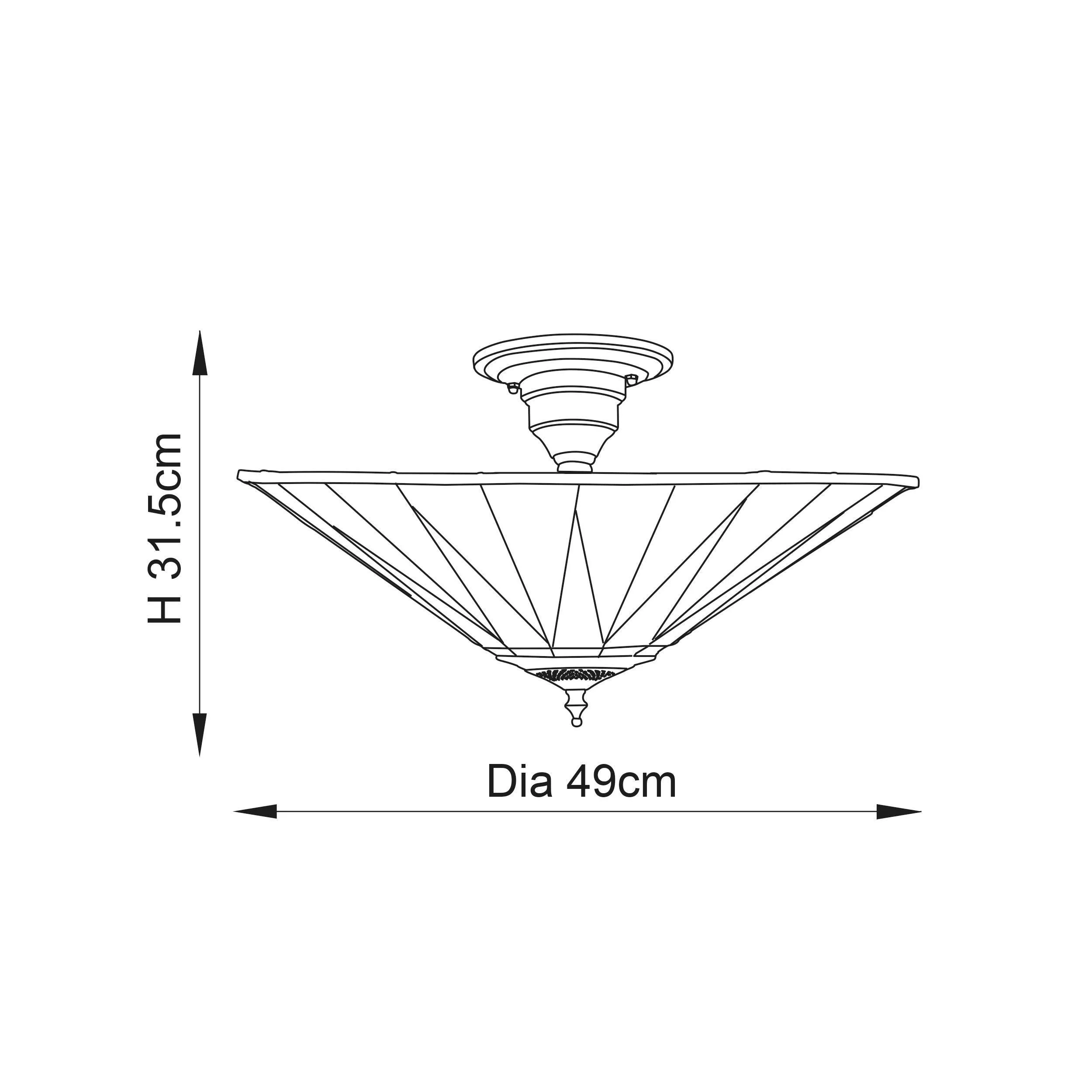 Interiors 1900 Dark Star Semi Flush Tiffany Ceiling Light