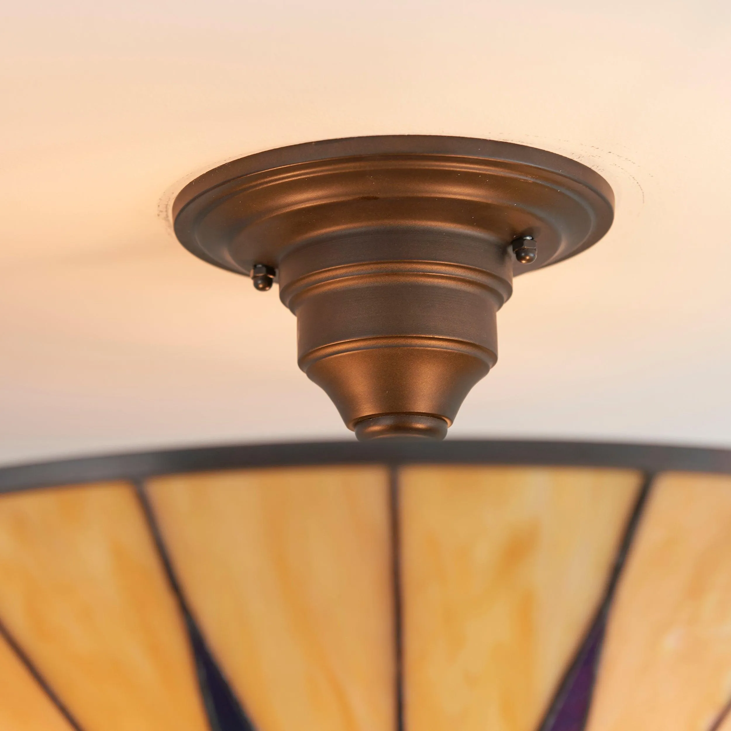 Interiors 1900 Dark Star Semi Flush Tiffany Ceiling Light