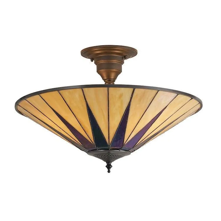 Interiors 1900 Dark Star Semi Flush Tiffany Ceiling Light