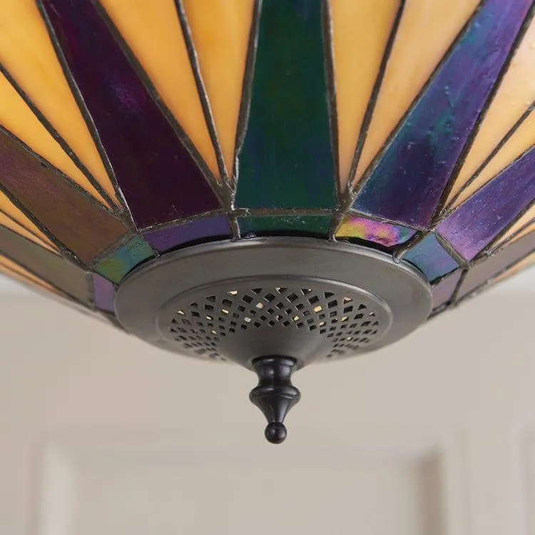 Interiors 1900 Dark Star Semi Flush Tiffany Ceiling Light