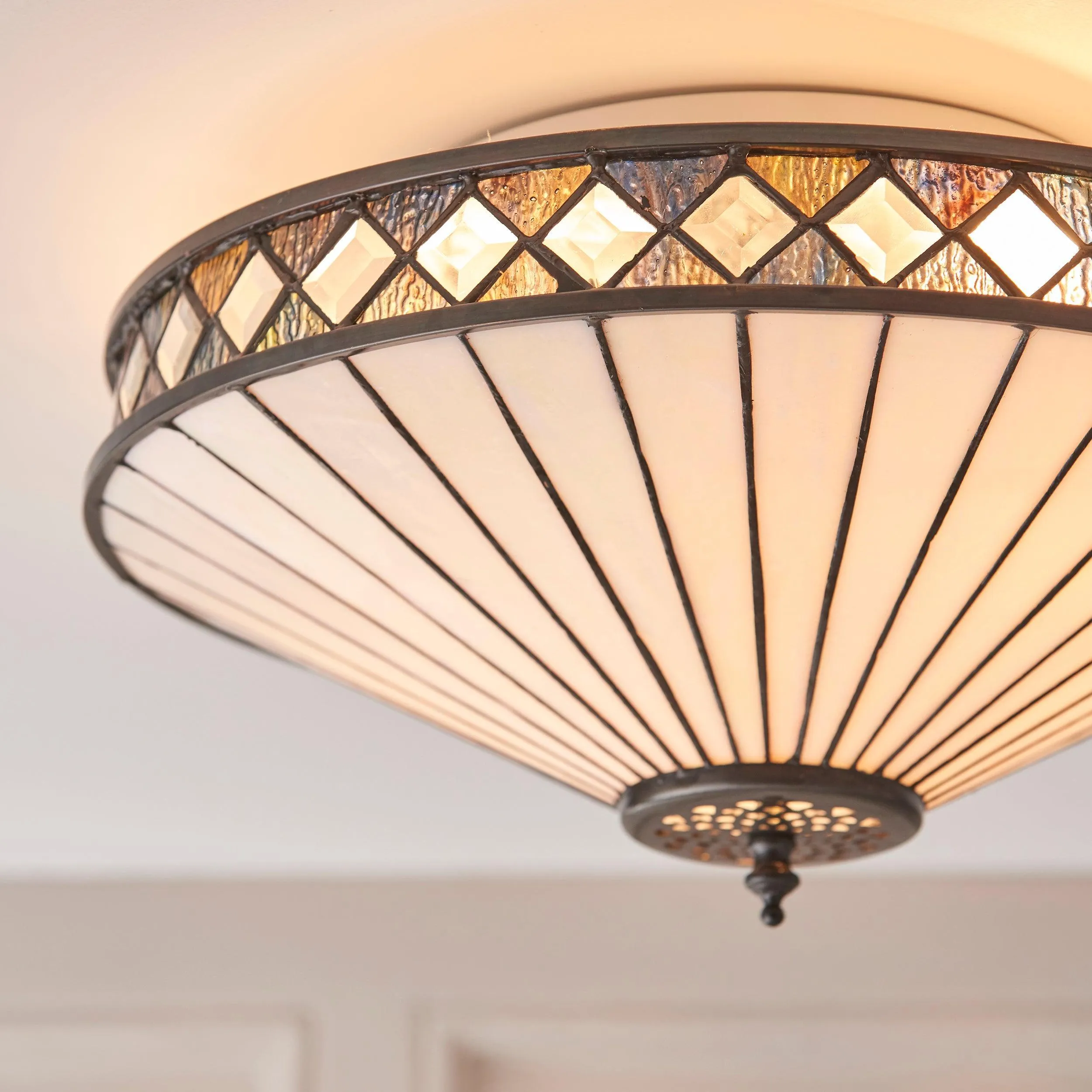Interiors 1900 Fargo Flush Tiffany Ceiling Light