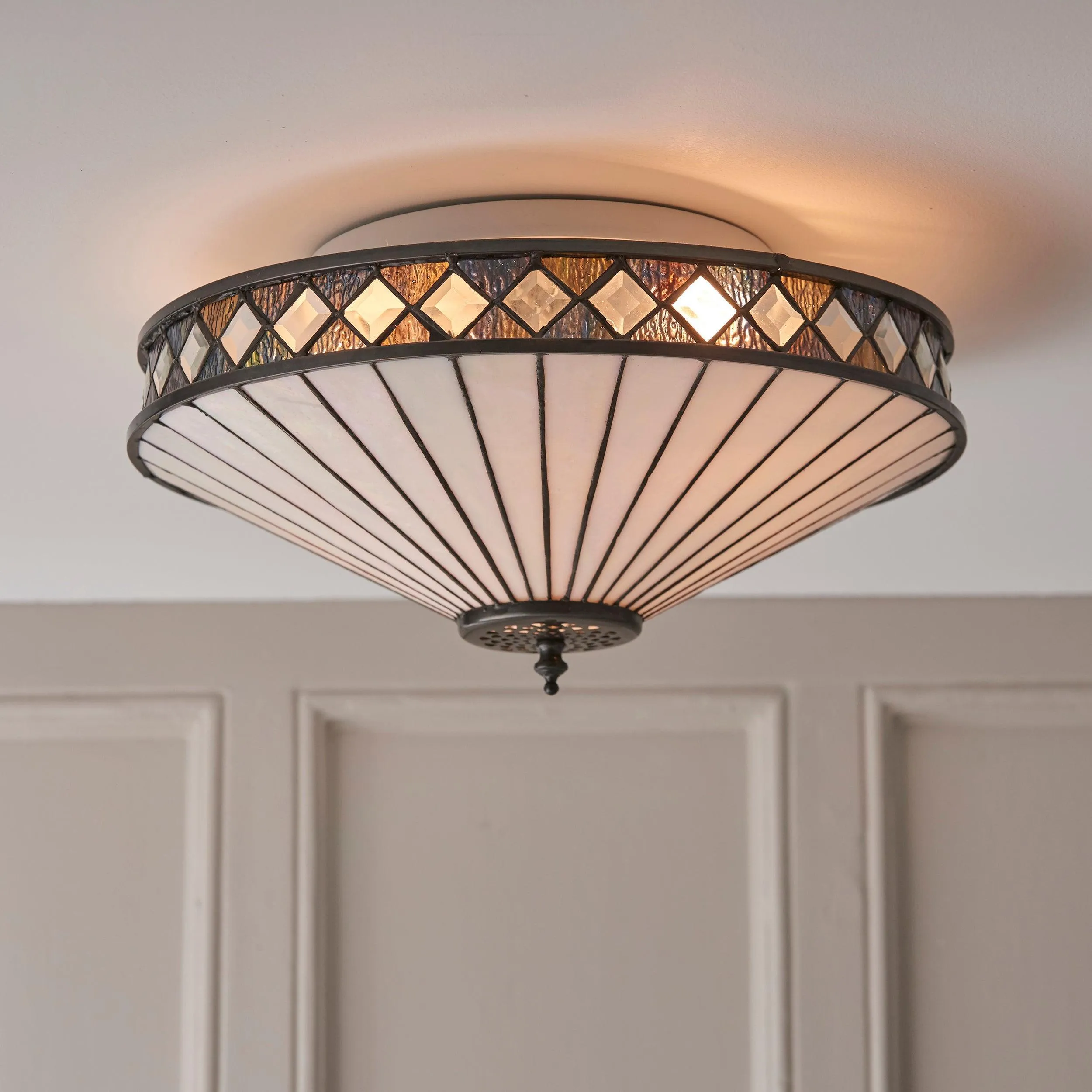 Interiors 1900 Fargo Flush Tiffany Ceiling Light