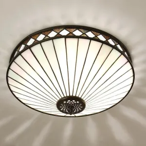Interiors 1900 Fargo Large Flush Tiffany Ceiling Light