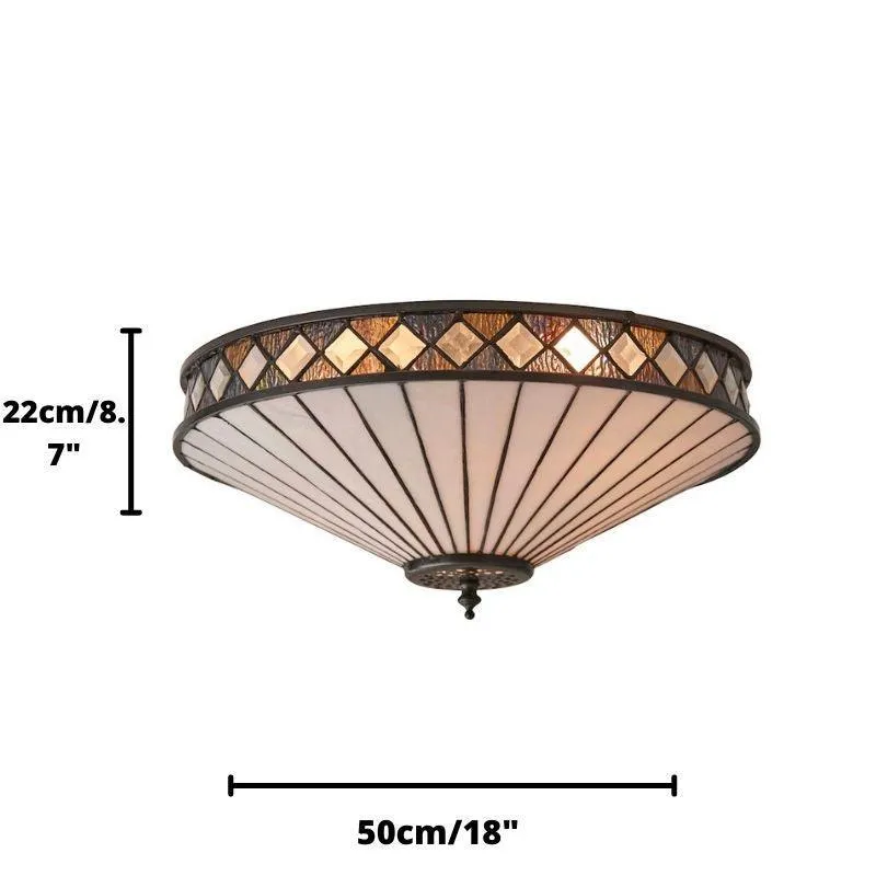 Interiors 1900 Fargo Large Flush Tiffany Ceiling Light
