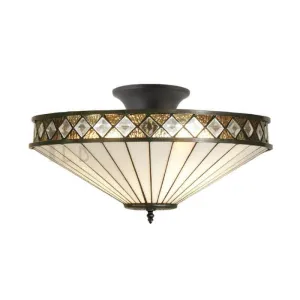 Interiors 1900 Fargo Semi Flush Tiffany Ceiling Light