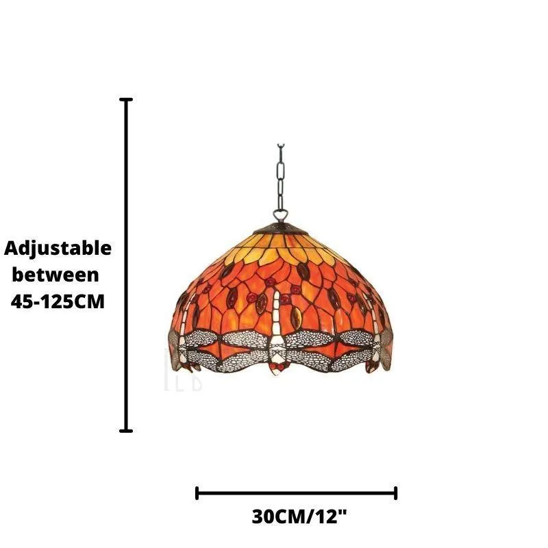 Interiors 1900 Flame Dragonfly Small Tiffany Ceiling Light
