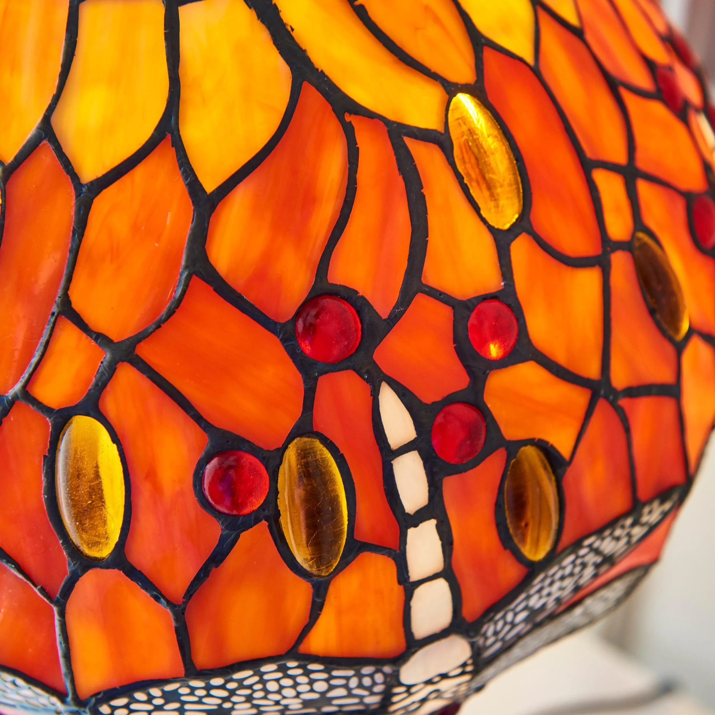 Interiors 1900 Flame Dragonfly Small Tiffany Lamp