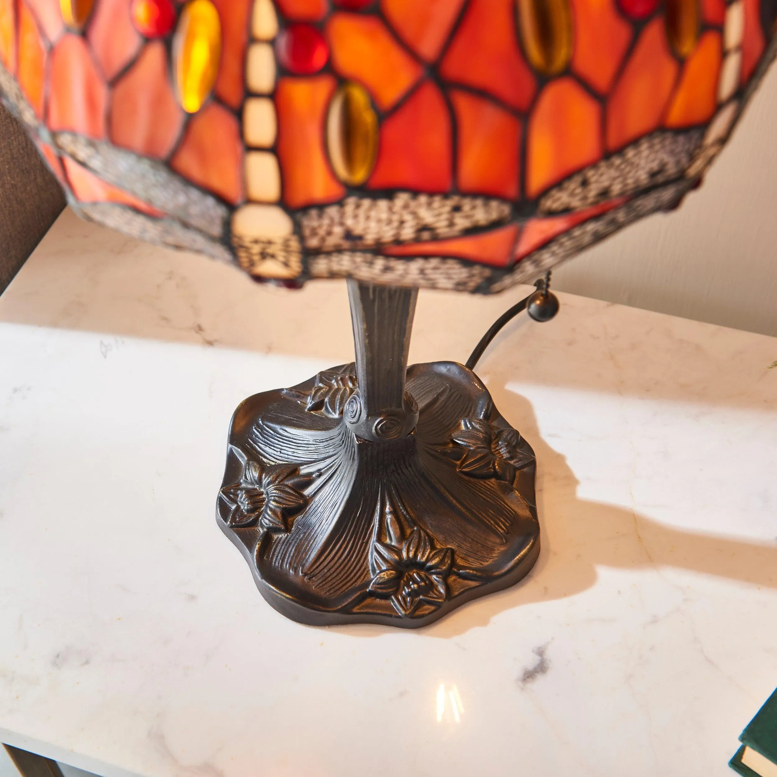 Interiors 1900 Flame Dragonfly Small Tiffany Lamp
