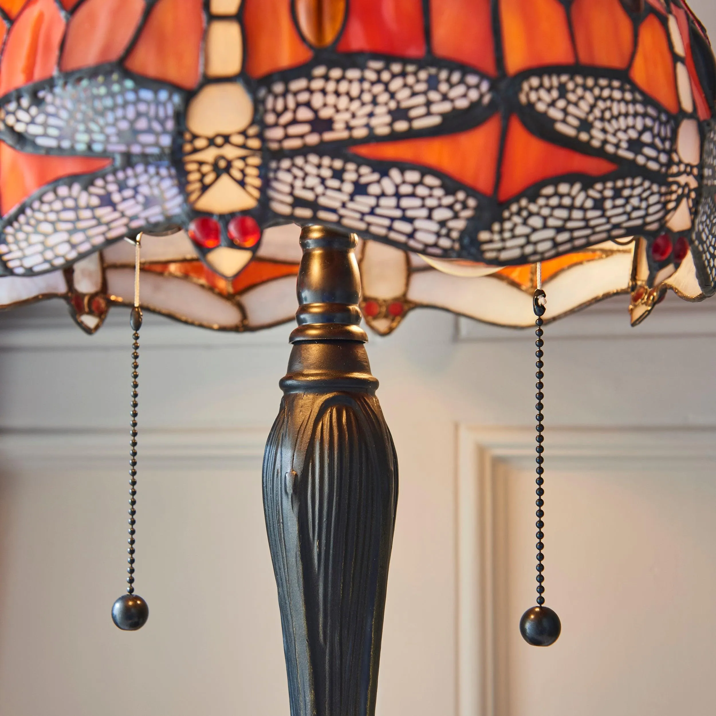 Interiors 1900 Flame Dragonfly Small Tiffany Lamp