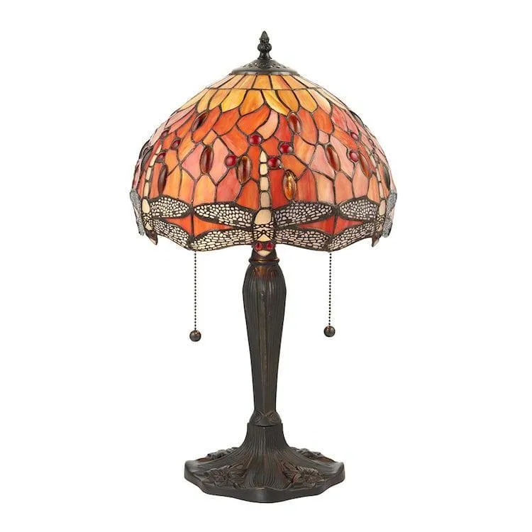 Interiors 1900 Flame Dragonfly Small Tiffany Lamp