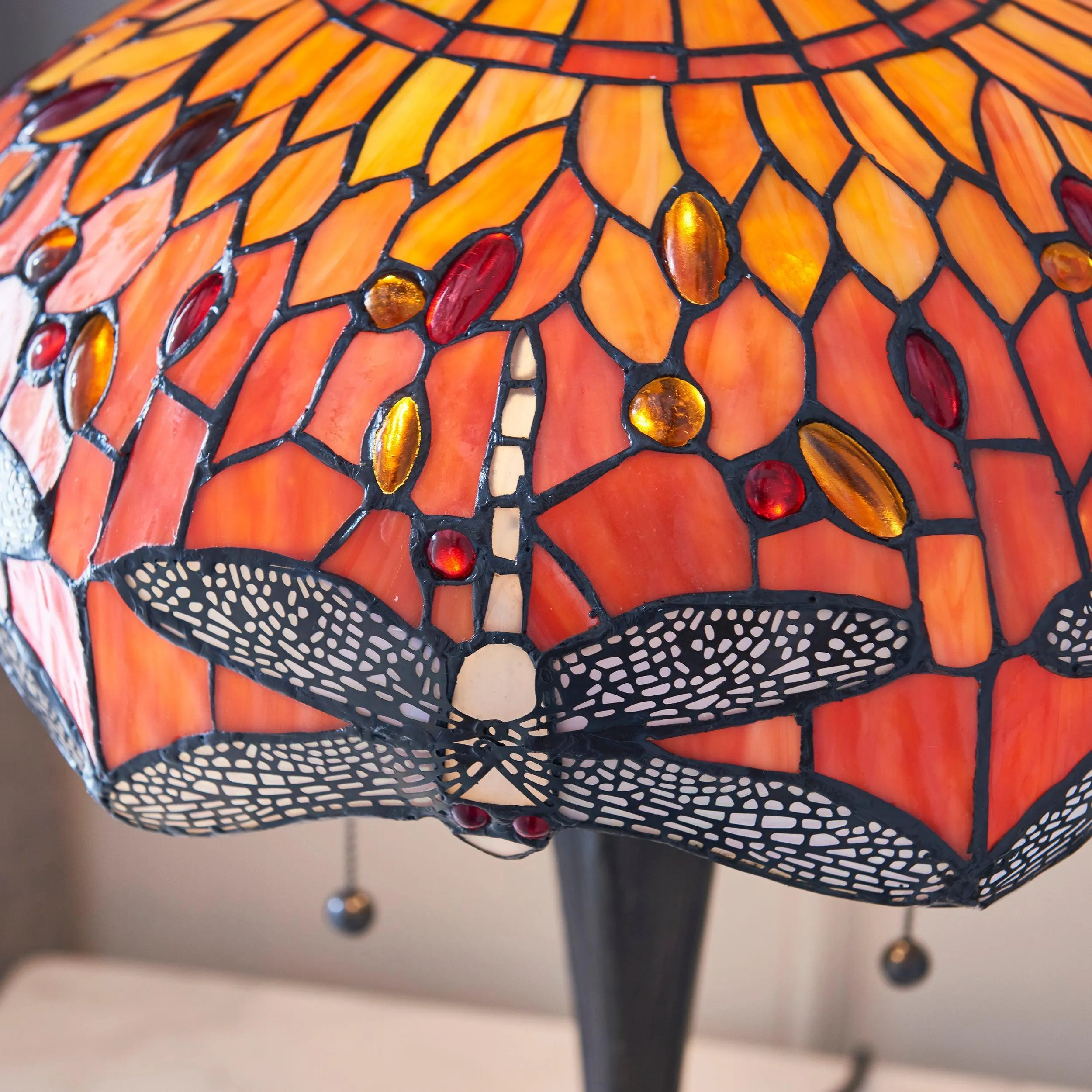 Interiors 1900 Flame Dragonfly Tiffany Table Lamp
