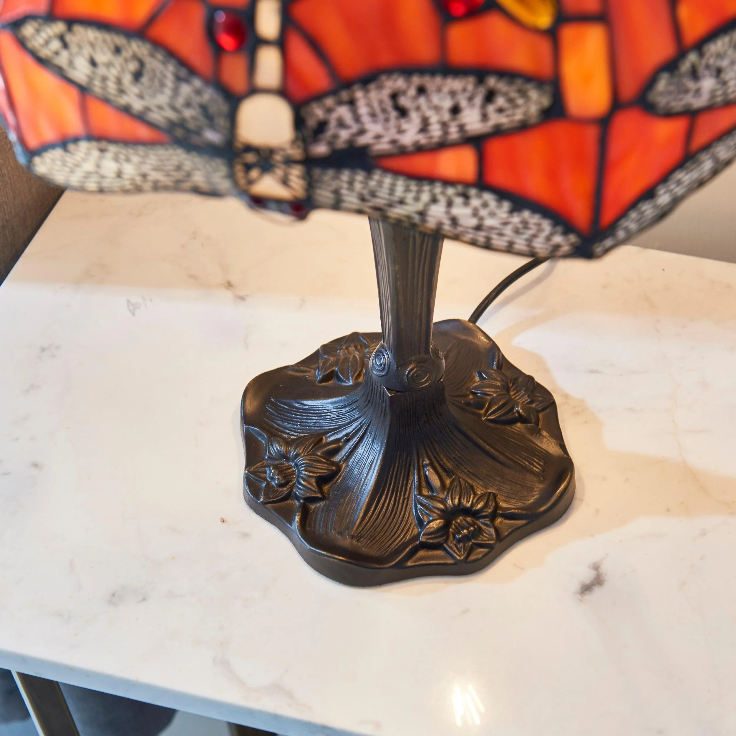 Interiors 1900 Flame Dragonfly Tiffany Table Lamp